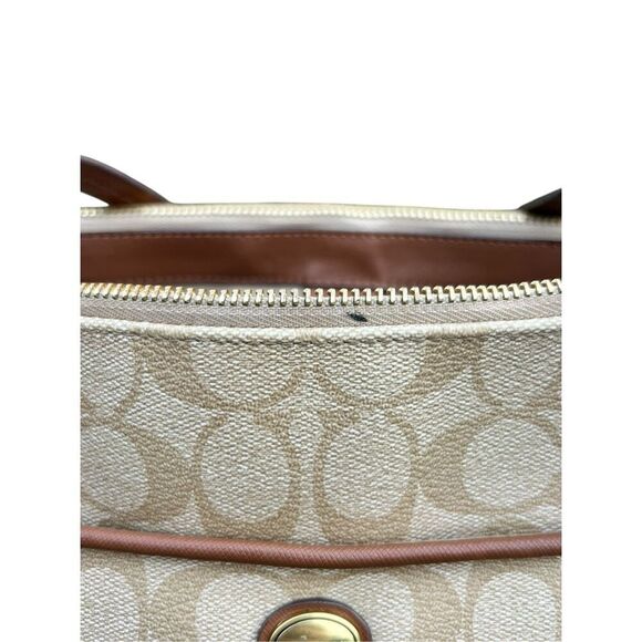 COACH Peyton Khaki & Brown Signature Jordan Double-Zip Carryall Bag F24603 - Picture 3 of 13